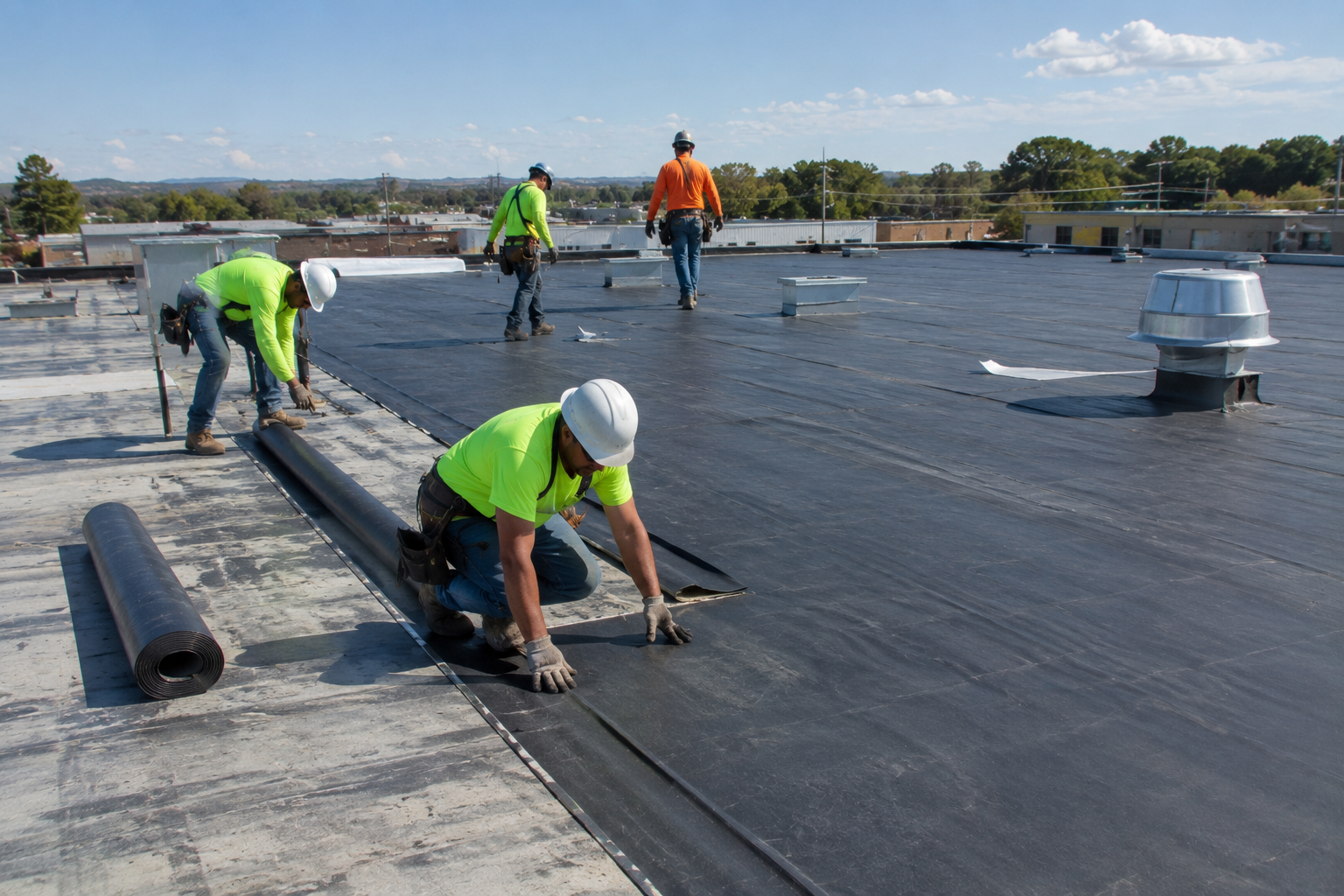 Commercial EPDM roof installation in Los Angeles