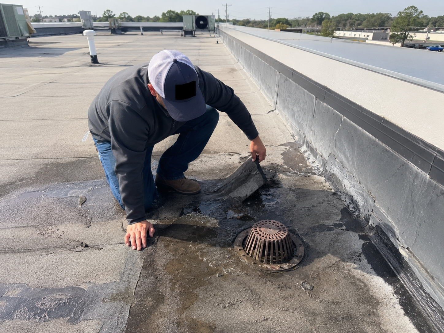 Commercial roof leak investigation in Los Angeles