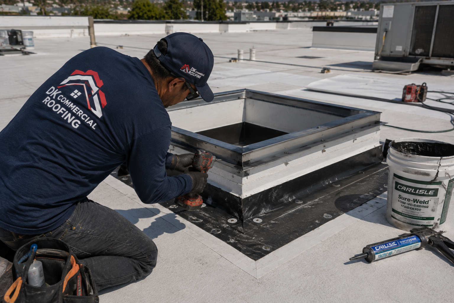 Commercial skylight installation for a Los Angeles building